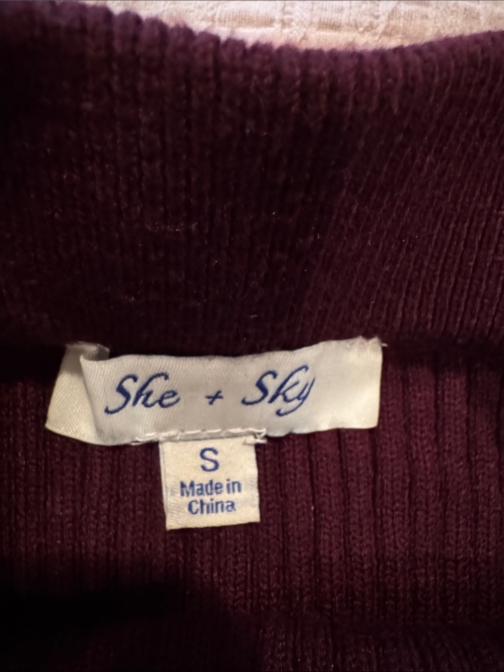 She + Sky Ribbed Midi Skirt in Burgundy - Picture 2 of 5